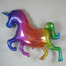 Шар (53''/135 см) Фигура, Сверкающий единорог, Радужный, Голография